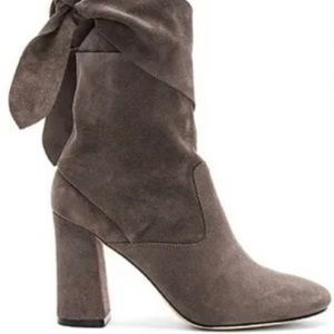 Sigerson Morrison Sally Wrap Around Heeled Bootie Women Gray Suede Size 8 B
